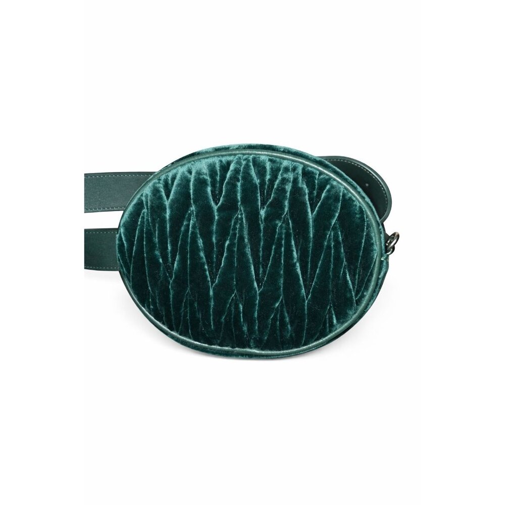 Sam Edelman Scrunched Velour Emerald Green Convertible Vegan Belt Bag